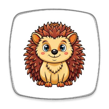 hérisson mignon personnage de dessin animé Kawaii Clipart - Magnet carré - blanc - Devant