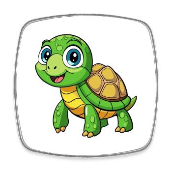 Turtle Cute Cartoon Character Kawaii Clipart - Square fridge magnet - white - Front