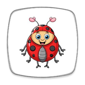 Ladybug Cute Cartoon Character Kawaii Clipart - Square fridge magnet - white - Front