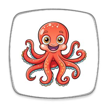 Octopus Cute Cartoon Character Kawaii Clipart - Square fridge magnet - white - Front