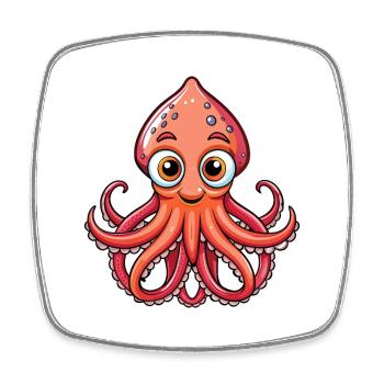 Squid Cute Cartoon Character Kawaii Clipart - Square fridge magnet - white - Front