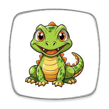 Komodo Dragon Cartoon Character Kawaii Clipart - Square fridge magnet - white - Front