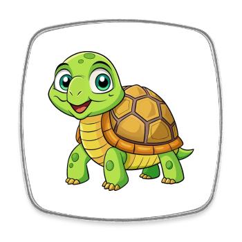 tortue mignon personnage de dessin animé Kawaii Clipart - Magnet carré - blanc - Devant
