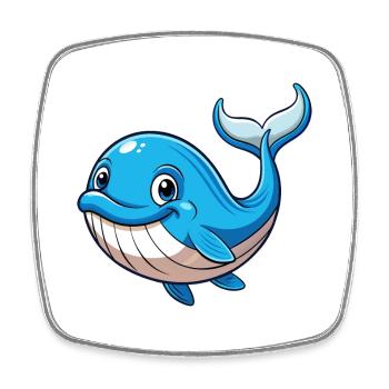 Whale Cute Cartoon Character Kawaii Clipart - Square fridge magnet - white - Front