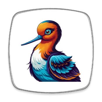 Avocet Bunte Kawaii Cartoon Figur Clipart - Viereckiger Kühlschrankmagnet - Weiß - Vorne