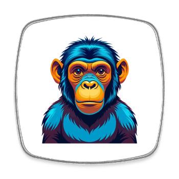 Bonobo Colorful Kawaii Cartoon Character Clipart - Square fridge magnet - white - Front