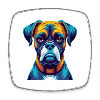Boxer Hund Bunt Kawaii Cartoon Figur Haustier - Viereckiger Kühlschrankmagnet - Weiß - Vorne