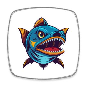 Barracuda Coloré Kawaii Dessin Animé Personnage Animal de compagnie - Magnet carré - blanc - Devant