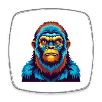 BigFoot coloré Kawaii Dessin animé Personnage Clipart - Magnet carré - blanc - Devant