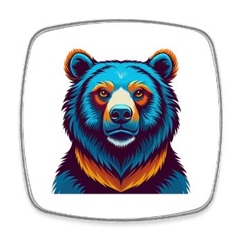 Bear Colorful Kawaii Cartoon Character Clipart - Square fridge magnet - white - Front
