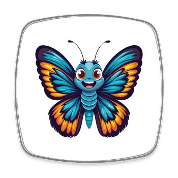 papillon coloré kawaii dessin animé personnage animal de compagnie - Magnet carré - blanc - Devant