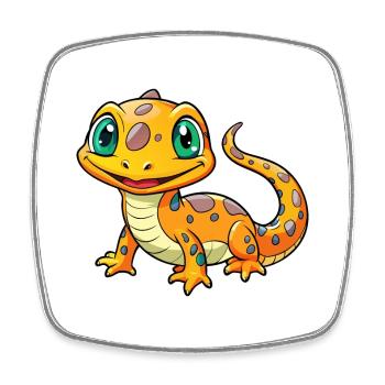 Salamander Niedliche Zeichentrickfigur Kawaii Clipart - Viereckiger Kühlschrankmagnet - Weiß - Vorne