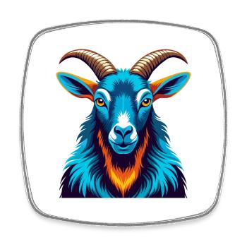 Alpine Goat Colorful Kawaii Cartoon Character Pet - Square fridge magnet - white - Front