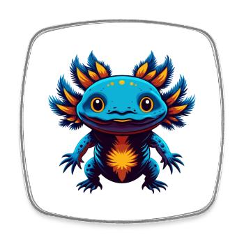 axolotl coloré Kawaii Dessin animé Personnage Clipart - Magnet carré - blanc - Devant