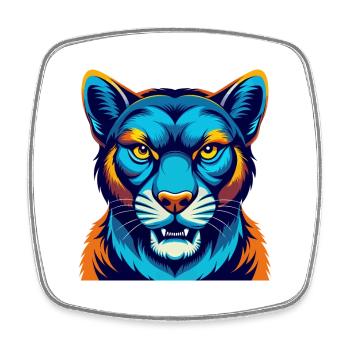 Cougar Colorful Kawaii Cartoon Character Clipart - Square fridge magnet - white - Front