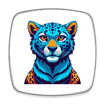 Cheetah Colorful Kawaii Cartoon Character Clipart - Square fridge magnet - white - Front