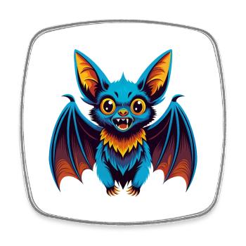 Chauve-souris coloré Kawaii dessin animé Personnage Clipart - Magnet carré - blanc - Devant