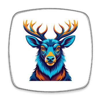 Elk coloré Kawaii Dessin animé Personnage Clipart - Magnet carré - blanc - Devant