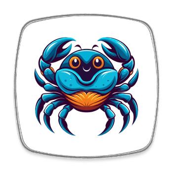 Krabbe Bunte Kawaii Cartoon Figur Clipart - Viereckiger Kühlschrankmagnet - Weiß - Vorne