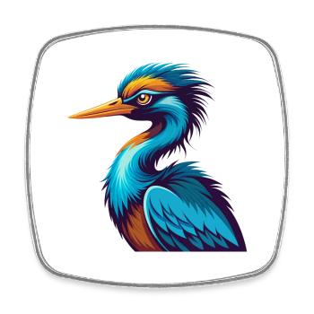 grue coloré kawaii dessin animé personnage clipart - Magnet carré - blanc - Devant