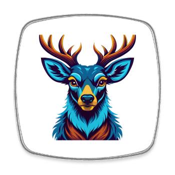 Hirsch Bunte Kawaii Cartoon Charakter Clipart - Viereckiger Kühlschrankmagnet - Weiß - Vorne