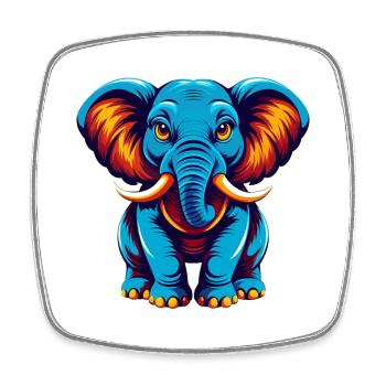 Elefant Bunte Kawaii Cartoon Figur Clipart - Viereckiger Kühlschrankmagnet - Weiß - Vorne