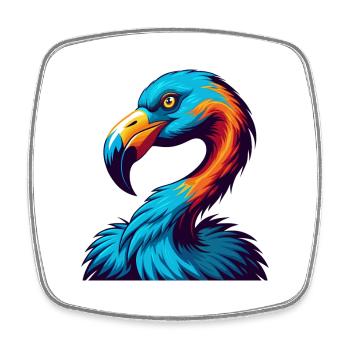 flamant rose coloré kawaii dessin animé personnage clipart - Magnet carré - blanc - Devant