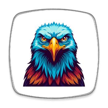 Eagle Colorful Kawaii Cartoon Character Clipart - Square fridge magnet - white - Front
