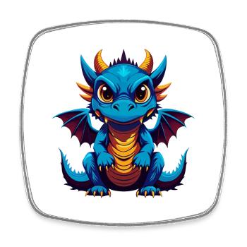 Drache Bunte Kawaii Cartoon Figur Clipart - Viereckiger Kühlschrankmagnet - Weiß - Vorne