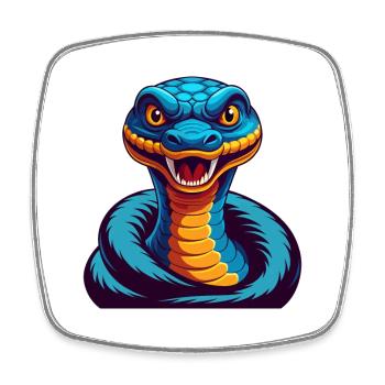 Anaconda Colorful Kawaii Cartoon Character Clipart - Square fridge magnet - white - Front