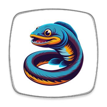 Eel Colorful Kawaii Cartoon Character Clipart - Square fridge magnet - white - Front