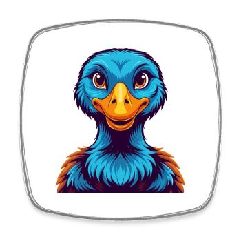 Goose Colorful Kawaii Cartoon Character Clipart - Square fridge magnet - white - Front