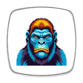 Gorilla Bunte Kawaii Cartoon Figur Clipart - Viereckiger Kühlschrankmagnet - Weiß - Vorne