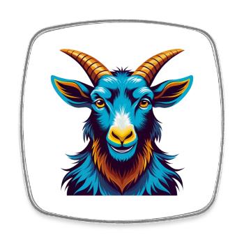 Chèvre coloré Kawaii Dessin animé Personnage Clipart - Magnet carré - blanc - Devant