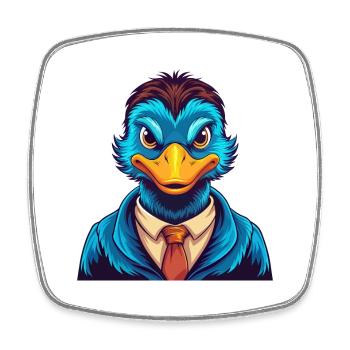 Duck Colorful Kawaii Cartoon Character Clipart - Square fridge magnet - white - Front