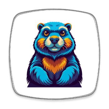 Groundhog Colorful Kawaii Cartoon Character Pet - Square fridge magnet - white - Front