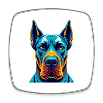 Deutsche Dogge Hund Bunte Kawaii Zeichentrickfigur - Viereckiger Kühlschrankmagnet - Weiß - Vorne