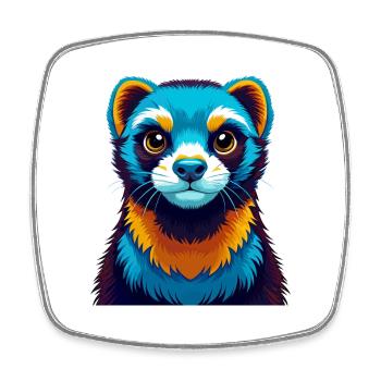 Ferret coloré Kawaii Dessin animé Personnage Clipart - Magnet carré - blanc - Devant