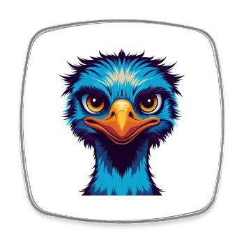 Emu coloré Kawaii Dessin animé Personnage Clipart - Magnet carré - blanc - Devant