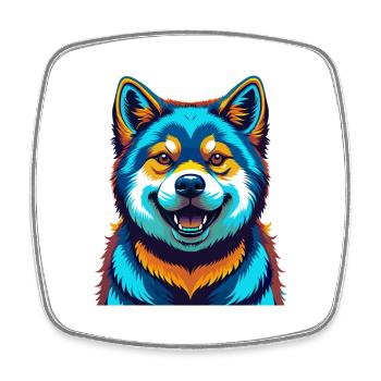 Akita Hund Bunt Kawaii Cartoon Figur Haustier - Viereckiger Kühlschrankmagnet - Weiß - Vorne