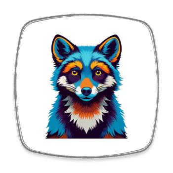 Polarfuchs Bunte Kawaii Cartoon Figur Haustier - Viereckiger Kühlschrankmagnet - Weiß - Vorne