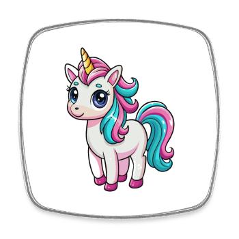 Einhorn Niedliche Zeichentrickfigur Kawaii Clipart - Viereckiger Kühlschrankmagnet - Weiß - Vorne