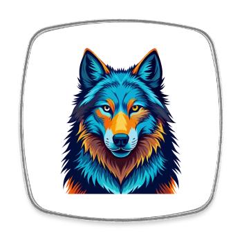 Arctic Wolf Colorful Kawaii Cartoon Character Pet - Square fridge magnet - white - Front