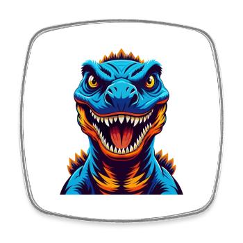 dinosaure coloré kawaii personnage de dessin animé clipart - Magnet carré - blanc - Devant