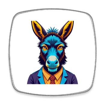 Donkey Colorful Kawaii Cartoon Character Clipart - Square fridge magnet - white - Front