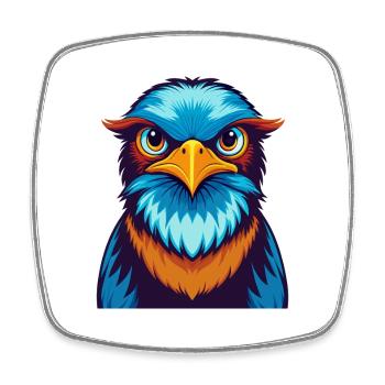 Cuckoo Colorful Kawaii Cartoon Character Clipart - Square fridge magnet - white - Front
