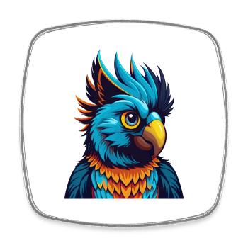 Cockatoo Colorful Kawaii Cartoon Character Clipart - Square fridge magnet - white - Front