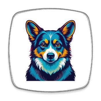 Corgi Dog Colorful Kawaii Cartoon Character Pet - Square fridge magnet - white - Front