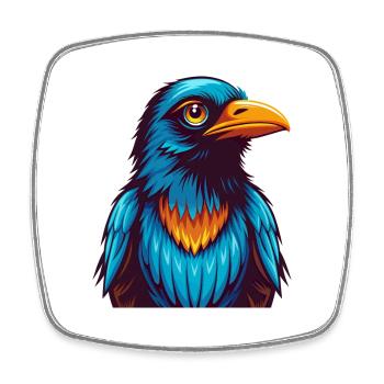 Crow Colorful Kawaii Cartoon Character Clipart - Square fridge magnet - white - Front