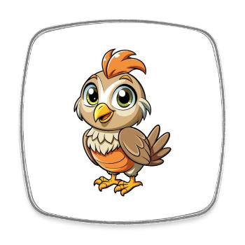 Quail Cute Cartoon Character Kawaii Clipart - Square fridge magnet - white - Front